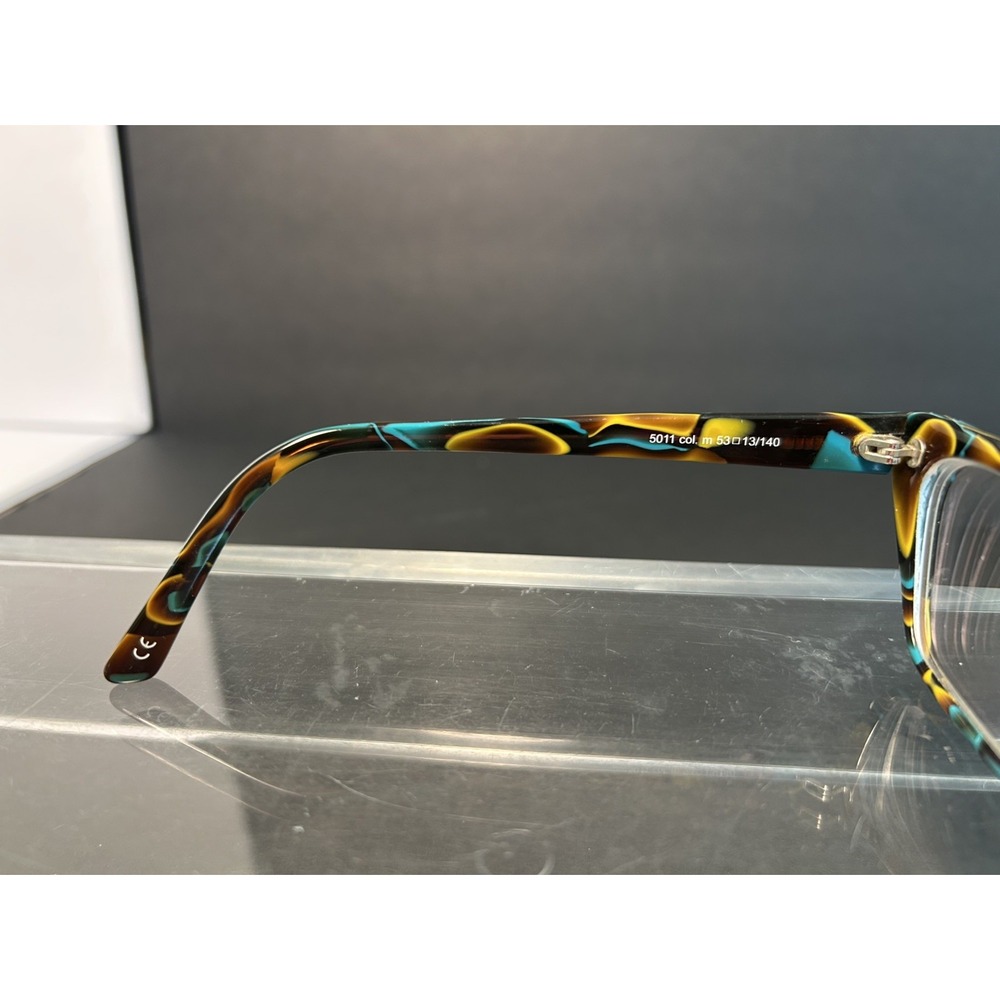 Andy Wolf 5011 Col. M Vintage Cat Eye Eyeglass Frames 53-13 Teal Amber Swirl - Picture 6 of 6